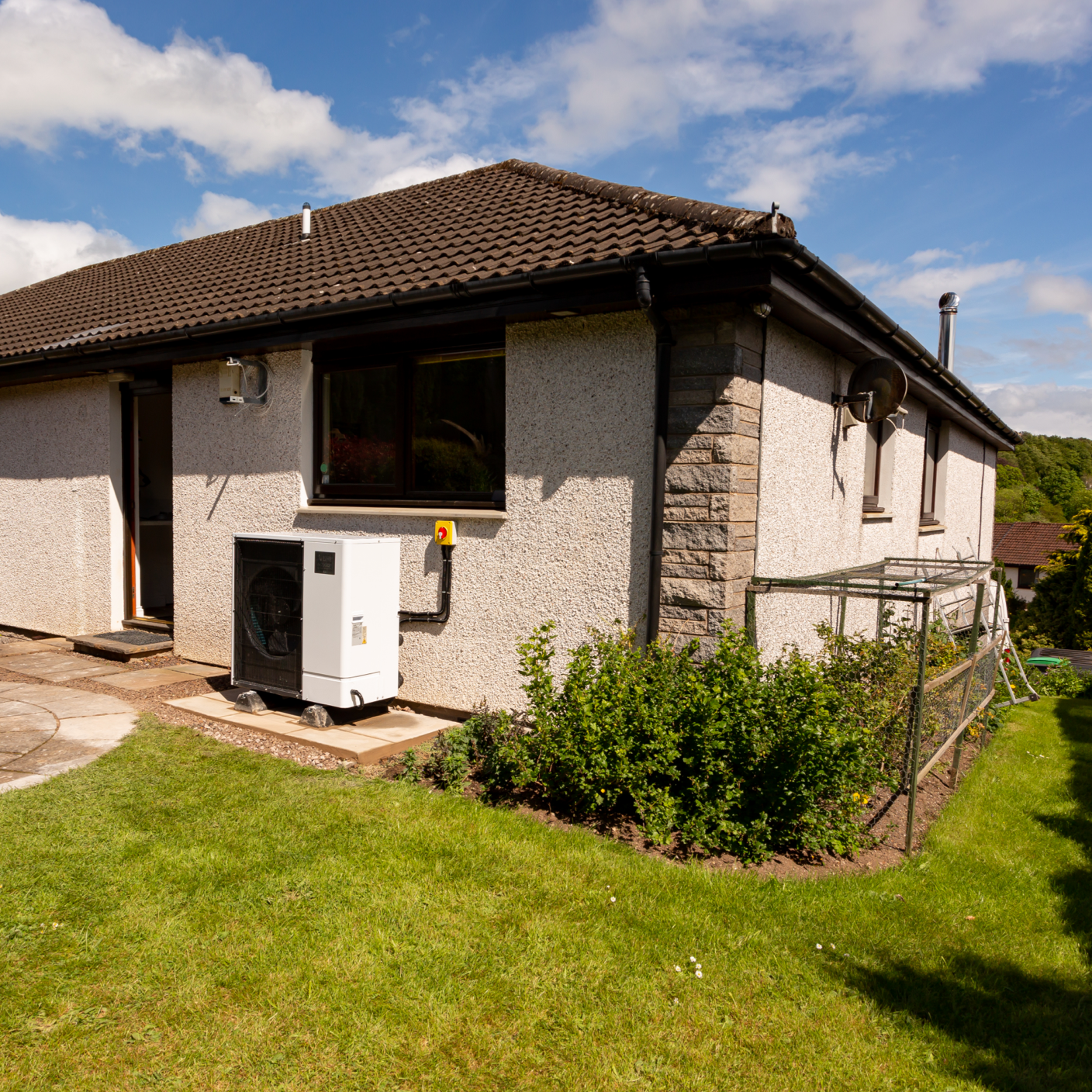 Heat pump outside house